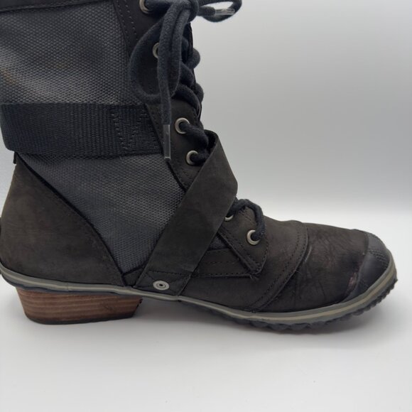 Sorel Slim Boot Lace Up Black Ankle Boots Heel Women Size 11 Winter Warm READ - Picture 13 of 14